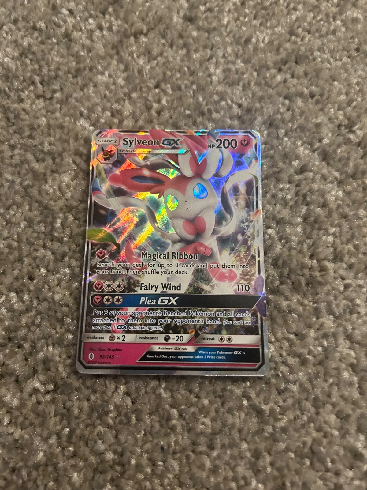 2017 Pokemon SM Guardians Rising Sylveon GX Holo #92/145 *Near Mint Condition*