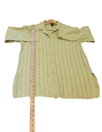 Camisa de gran tamaño Eileen Fisher verde lino a rayas talla S - Imagen 5 de 6