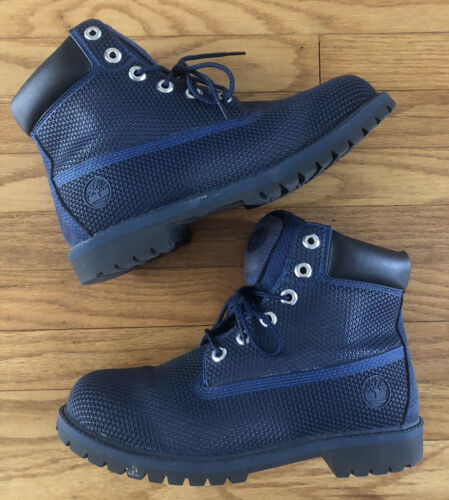 Continente aire Casi Timberland Fabric Mesh Navy Blue Lace Up High Top Boots Boys 7 Women's 8.5  EUC | eBay