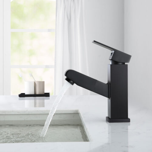 Schwarz Waschtischarmatur Ausziehbar Brause Waschbecken Wasserhahn Mischbatterie - Bild 2 von 27