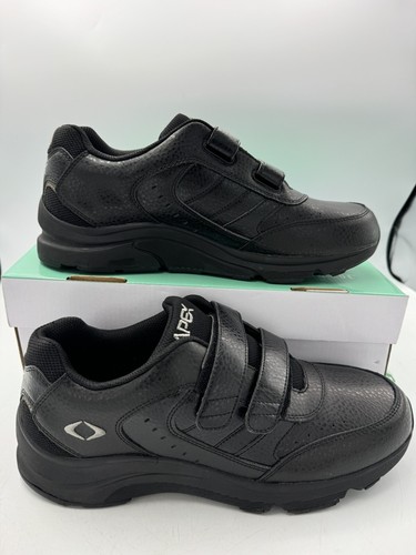 Apex Double Strap Active Walkers Shoe Comfort Black Leather V950 Mens Size 11.5