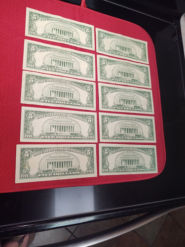 $5 Red Seal Bank Note Lot of 10 US Notes from the Series of 1963 VF/XF - Picture 8 of 8