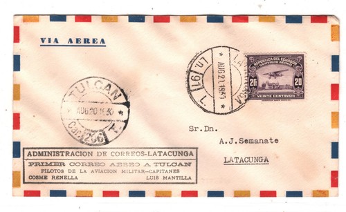 ECUADOR Air Mail Cover 1930 MILITARY FLIGHT Latacunga Tulcan {Joffe}KT75 - Picture 2 of 18
