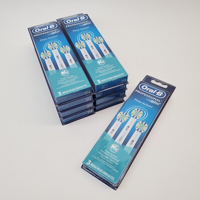 Lot 9x Oral-B Floss Action Replacement Electric Brush Heads - 3 Pack (EB25-3)