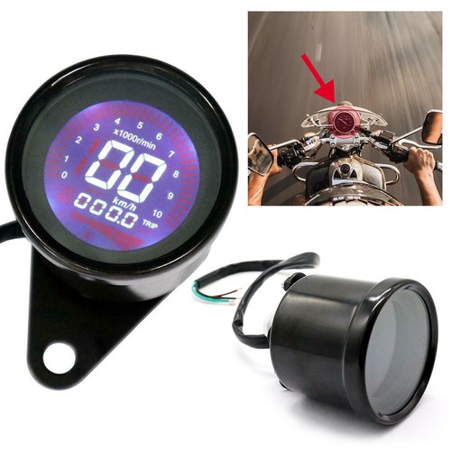 12V Digital Motorcycle Gauge LED LCD Motorbike Odometer Speedometer Tachometer - Picture 4 of 12