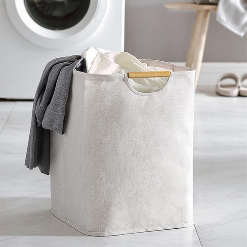 Wäschekorb Wäschesammler Wäschebox mit Deckel Schmutzwäschebehälter Stoff 60L - Bild 7 von 9