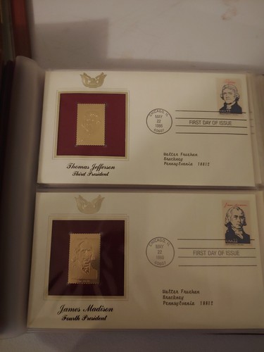 Golden Replicas Of U.S. Stamps. And 1986 U.S. President Stamps 22k gold - Picture 15 of 18