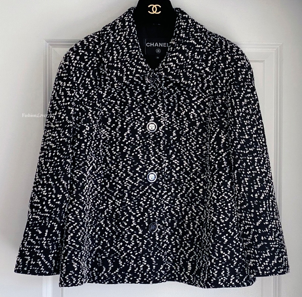 NEW $5950 CHANEL 19C LA PAUSA BLACK WHITE CC BUTTONS TWEED BELTED