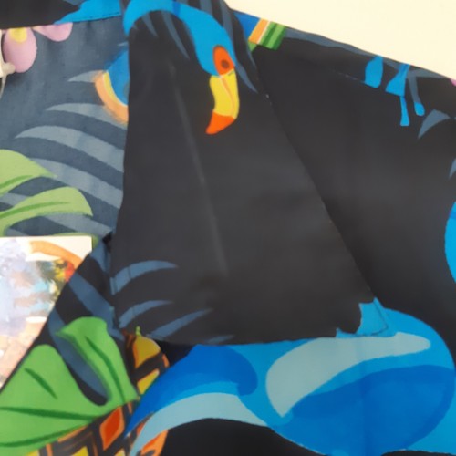 King Kameha Hawaii Shirt Size L Funky Casual Blue Melons Bird Leaves Quick Dry - Picture 11 of 11