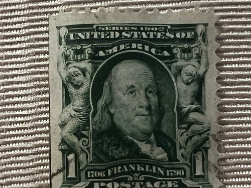 ORIGINAL 1902 BENJAMINE FRANKLIN US BRIEFMARKE ~ DUNKELGRÜN ~ SEHR SCHÖN - COIL - Bild 2 von 4