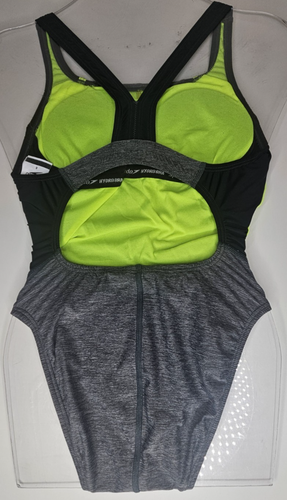 Speedo Women's Athletic One Piece Swimsuit Gray Neon Size 6 - Picture 3 of 8