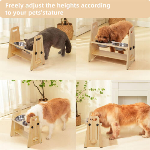 Bambus Futternapf Erhöht Hundenapf kleine Hunde Katzennapf erhöht 43x24.5x40.5cm - Bild 6 von 12