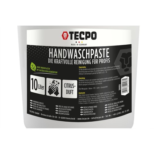 TECPO HANDWASCHPASTE 10L WERKSTATT HANDREINIGER REINIGUNGSPASTE HANDSEIFE CITRUS - Bild 3 von 3