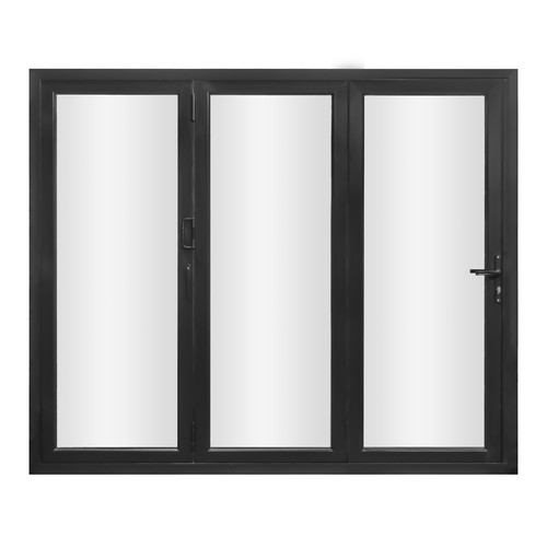 96" x 80" 3 Panels Aluminum Folding Doors In Black Folded Out From Left To Right - Picture 7 of 22
