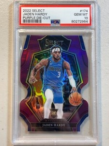 Jaden Hardy PSA 10 2022-23 Panini Select /99 Purple Die Cut Premier Rookie RC