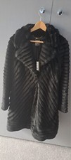 Biba Black Babooska Size 12 Faux Fur Coat