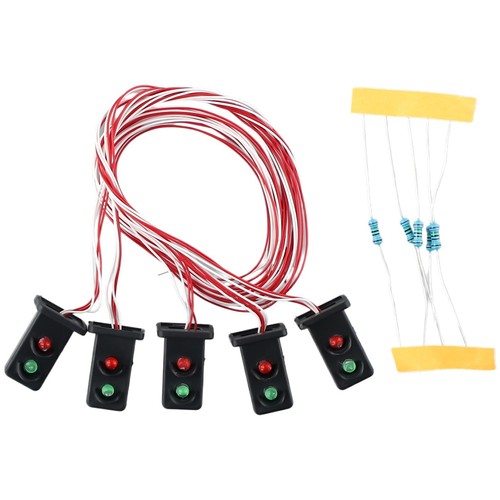 Juego de 5 Piezas Calibre OO HO 20mm LED Hechas Señales Enanas Verdes/Rojas 2 Aspectos 3V - Imagen 18 de 24