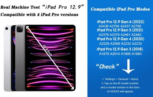Backlit Touchpad Keyboard Case 360 Rotatable For iPad Pro 12.9'' 6th 5th 4th Gen - Picture 25 of 26