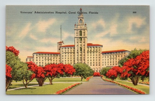1950s United States Veterans VA Hospital Postcard Coral Gables Florida FL VTG - Picture 1 of 2