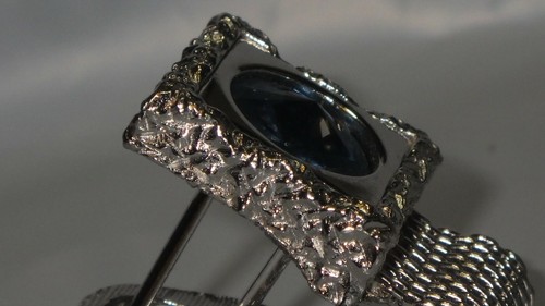 vintage silver tone made with Swarovski blue brilliant cut sapphire blu cufflink - Picture 2 of 5