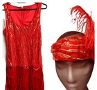 Feather Red Flapper Costumes