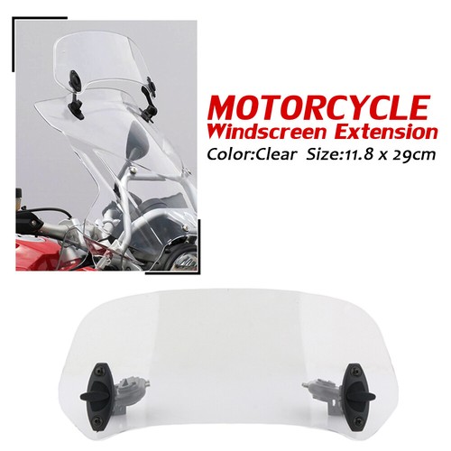 Motorcycle Adjustable Clip On Windshield Extension Spoiler Wind Deflector Clear - Bild 1 von 8