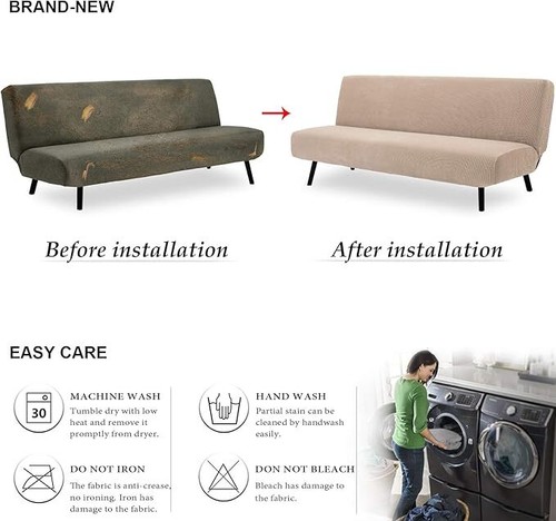 Stretch Futonbezug Armlos Schlafsofa Bezug Spandex Jacquard Stoff Futon - Bild 38 von 44