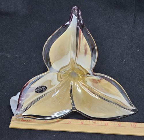 Large 10" Murano Art Glass Lily Flower Figurine Swirl Spiral Stem - Picture 7 of 9