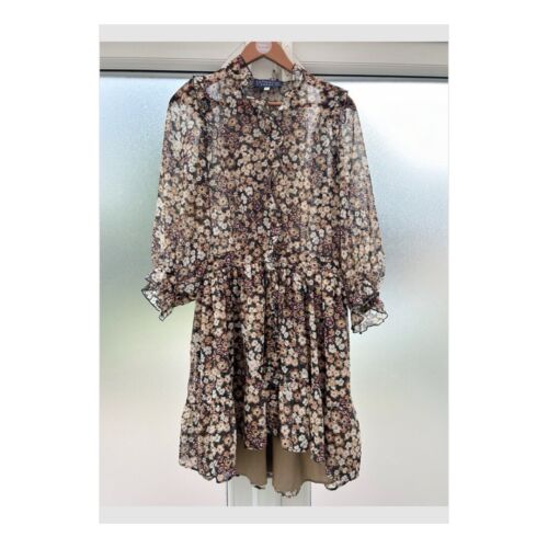 SOEUR X LA REDOUTE grün Blumen Boho Minikleid Chiffon Gr. 14 42