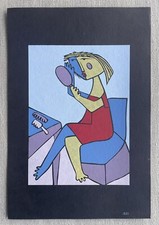 Luis A. Wyzyn De Leon, Signed Girl With A Mirror Serigraph, Puerto Rico Art