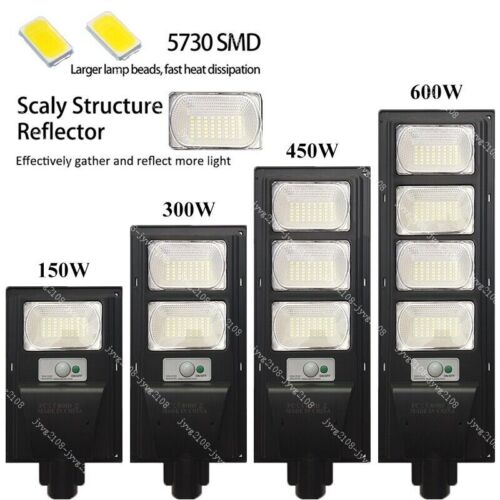 LED Solar Power Street Light Cool White Walkway Courtyard Lighting Remote+Pole - Picture 2 of 12