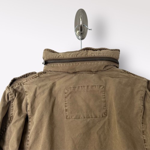 Express Mens Military Jacket Size XS Khaki Patches Hood Utilitarian Brown Zip - Picture 7 of 17