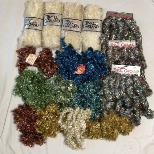 VTG LOT Christmas Tree Tinsel Garland New and Used Young Craft KMart 225' + - Picture 1 of 9