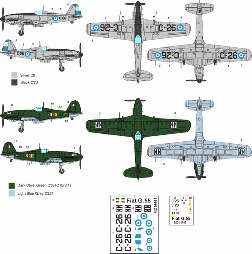 Fiat G.55 Centauro Scale 1:144 Metallic Details MDR14441 Aircraft Model Kit - Imagen 9 de 9