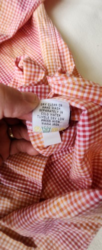 Camisa Bugatchi Botón Hombres Talla XL Puño Abatible Manga Larga Naranja Blanco Cuadros - Imagen 5 de 10