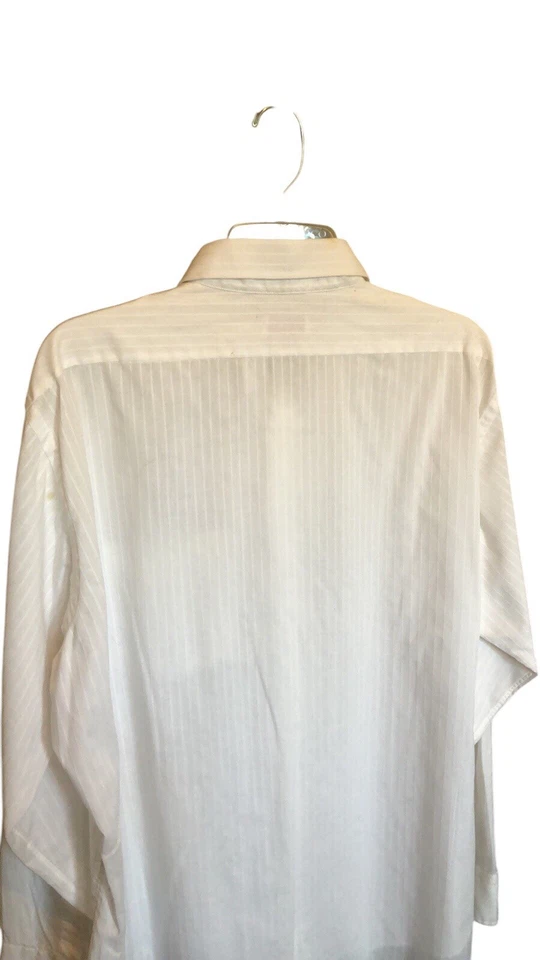 Hathaway Men’s White Striped Dress Shirt  SZ 17 1/2￼ Formalwear Wedding Buttons￼ - Image 4 of 4