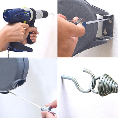 12/15m Retractable Clothes Reel Wire Outdoor Washing Line Laundry Drying Rope - Picture 12 of 15
