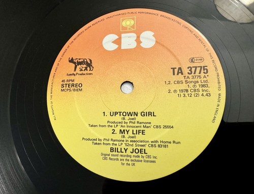 Billy Joel: Uptown Girl/My Life (1983, UK Import) 12' Vinyl EP (Rare in US) - Picture 8 of 9