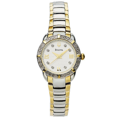 Bulova Women's Diamond Accent Two-Tone Stainless Steel Bracelet Watch ~ NWT! - Picture 1 of 1
