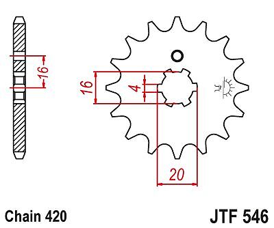 JT Front Steel CS Sprocket 13-420 For Kawasaki KX80 Big Wheel T1-T7 1991-1997 - Picture 2 of 3