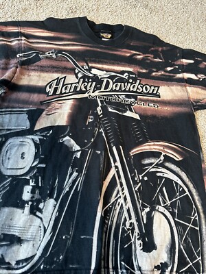 Vintage Harley Davidson Shirt Xl All Over Print AOP 90s VTG Vintage Harley Davidson Shirt Xl All Over Print AOP 90s VTG