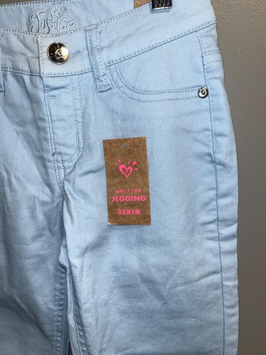 Justice Simply Low Jeggings Pants Girls 8 Light Blue Stretch 22x24 - Picture 5 of 8