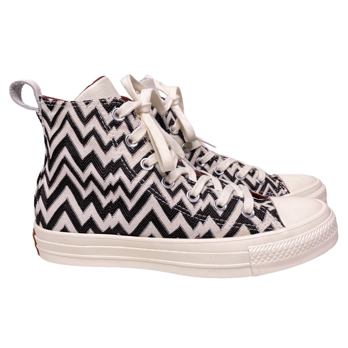 Converse x Missoni All Star Black Brown White Chevron High Top Sneakers Women 7