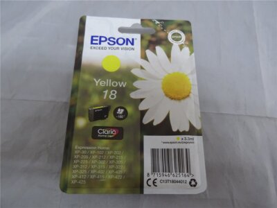 Original Epson C13T18044010 / 18 Tintenpatrone gelb für Epson XP-100 Series