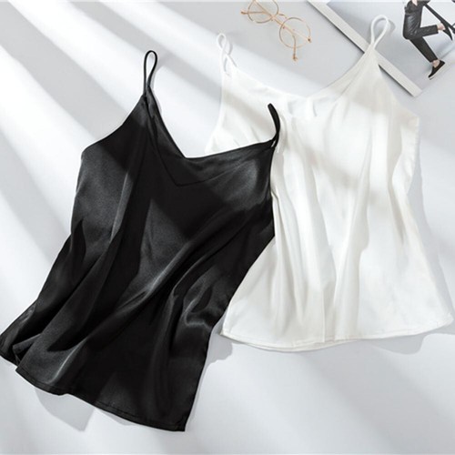 Women Silk Satin Cami Blouse Strappy Vest Tops Sleeveless T shirts Tank Lingerie - Bild 8 von 29