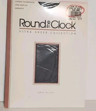 Round the Clock Pantyhouse Lot of 2 Control Top Ultra Sheer Leg Blue Smoke #147