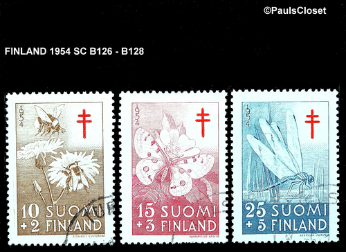 FINLANDIA 1954 SC B126 - B128 INSECTOS VOLADORES ACABADO SURTX TB PREVENCIÓN UNG F/VF - Imagen 1 de 2
