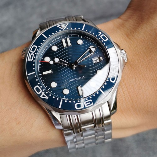 41mm Bliger Black Blue Dial Sapphire Glass 8215 NH35A Automatic Mens Wrist Watch - Picture 11 of 13