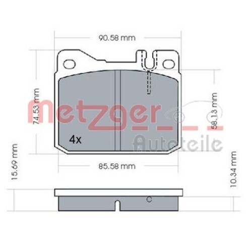 Bremsbelagsatz, Scheibenbremse METZGER 1170244 für MERCEDES-BENZ, Vorderachse - Bild 1 von 3