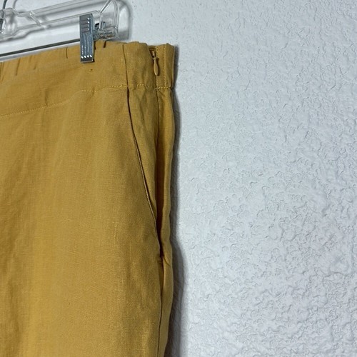 J. JILL love linen mustard wide leg linen pants size large lagenlook boho beach - Picture 3 of 8